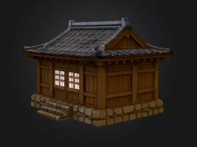 Traditional Wooden Hanok House Low-poly 3D model
