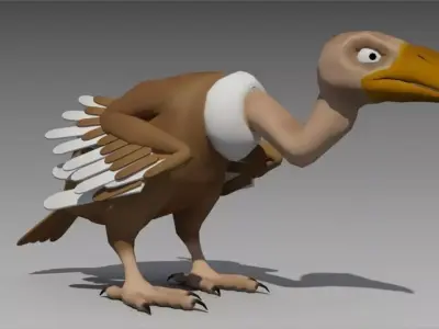 Vulture Toon Animated Low-poly 3D model