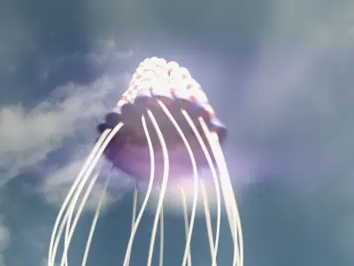 Parachute kite flying in sky - kite Low-poly 3D model