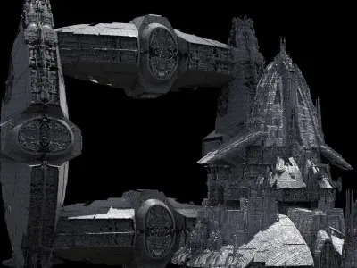 Jupiter Moon Space station division Kit bash 3D model