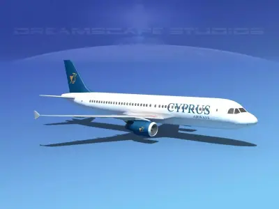 Airbus A320 LP Cyprus Airways Low-poly 3D model