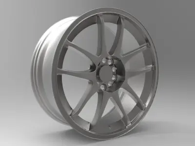 Sports Car Wheel Rim -TENZO DC5- Low-poly 3D model