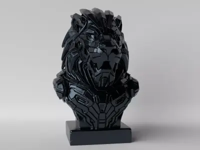 Cyber Lion Futuristic Mecha Lion Bust 3D print model