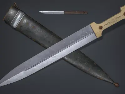 Qama - Caucasian Dagger Low-poly 3D model