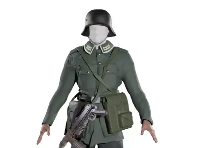 World War 2 German Soldier - Rigged Low-poly 3D model