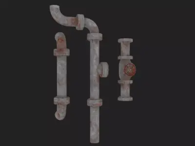 Rusty Pipes Low-poly 3D model