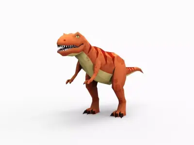 Tyrannosaurus rex Cartoon Orange  Low-poly 3D model