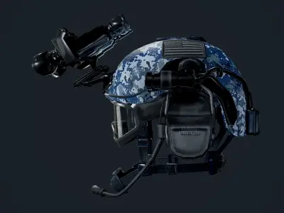 Military Helmet Navy Camo Game Ready Low-poly 3D model