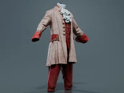 Leaf Decorated Historic Costume Low-poly 3D model