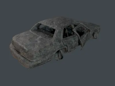 Apocalyptic Damaged Destroyed Vehicle Car Game Ready 24 Low-poly 3D model