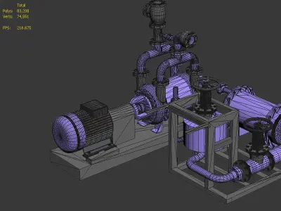Steam-gas boilers filtration pipes plant facilities 3D model
