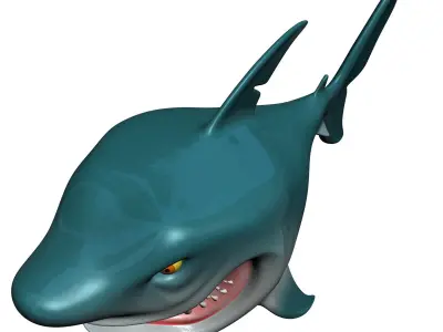 Cartoon Shark Rigged Low-poly 3D model