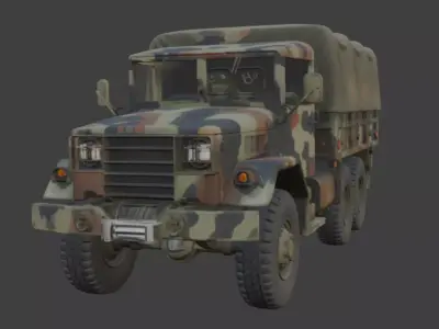 Military Camouflage Cargo Truck 3D Model 3D model