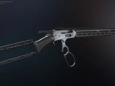 Marlin model 1895 SBL and Textures Low-poly 3D model