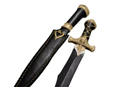 Obsidian Dagger with Gold Inlay 3D model