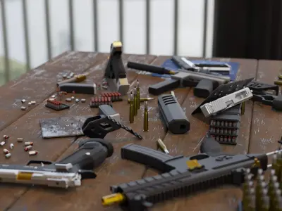 Collection of guns and SMGs 3D 3D model