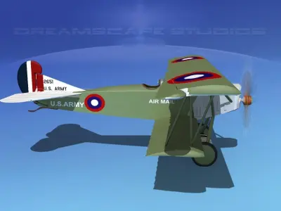 Fokker D-VII V12 US Army 1919 3D model