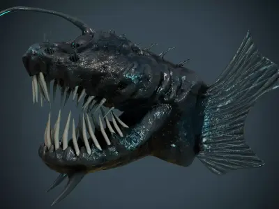 Angler Deep Sea Fish  Low-poly 3D model