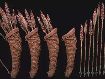 Quiver Archer Crossbowman Set Medieval equipment Low-poly 3D model