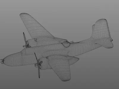 Simple A-20 Boston Douglas DB-7 Havoc bomber in the Soviet army 3D model