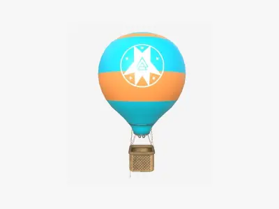 Balloon Hot Air 01 Blue Orange - Aircraft Cartoon Low-poly 3D model