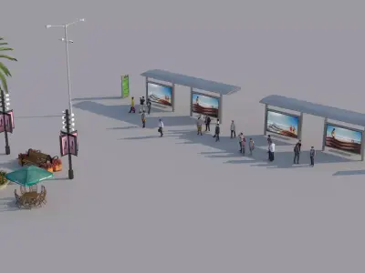 Street commercial elements 3D models 3D model