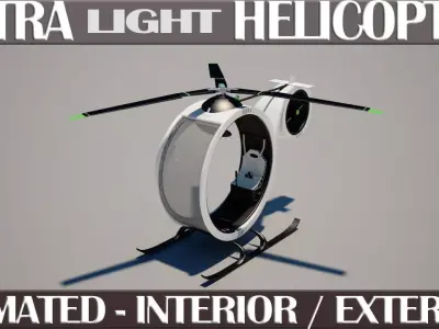 Ultra Light Helicopter Animated 3D model
