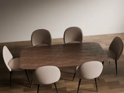 Modern Dining Table Set Low-poly 3D model