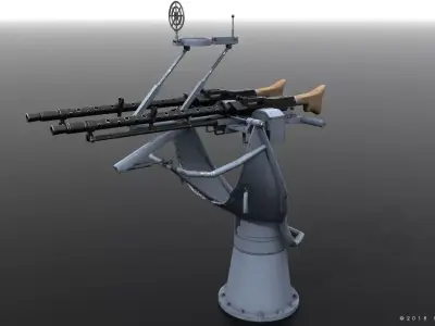 MG34 Zwillingsockel36 A Low-poly 3D model