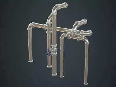 Industrial Pipes 2B Low-poly 3D model