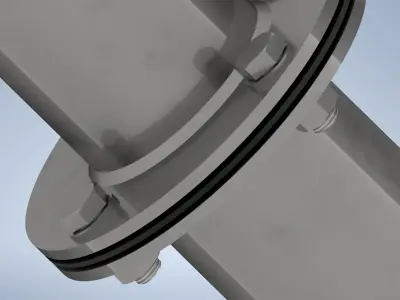 Flange with gasket and pipe - DN 100 3D model