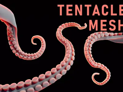 Rigged Tentacle Low-poly 3D model