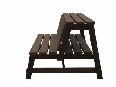 FirePitBench 1 outdoor bench with slats Low-poly 3D model