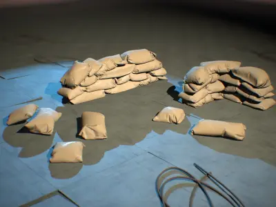 Sandbags Free low-poly 3D model