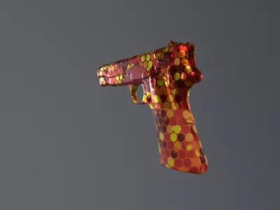 Dragon Scale Pistol - Fantasy Fire Weapon Low-poly 3D model