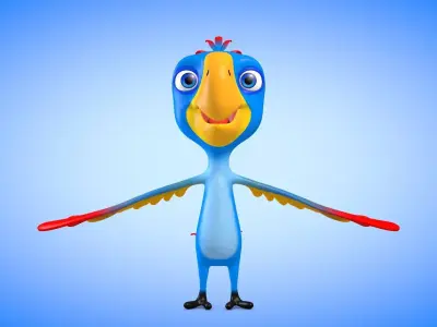 Parrot cartoon Low-poly 3D model
