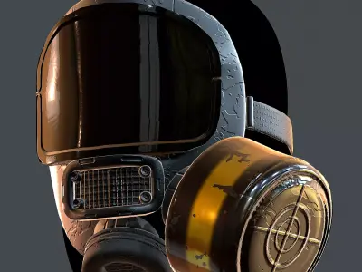 Gas mask helmet 3d model scifi Low-poly  Low-poly 3D model
