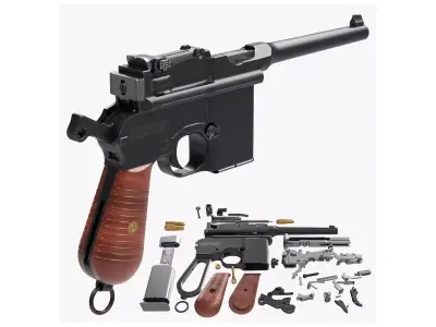 Mauser Pistol 711 with Inner Workings 3D model
