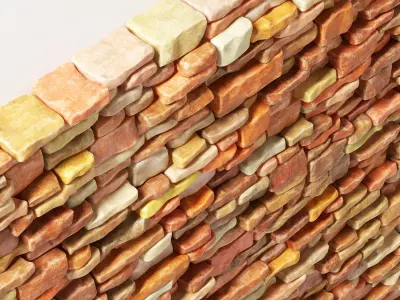 Brick stone wall smooth many part 3D model