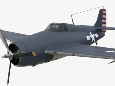Grumman F4F Wildcat Low-poly 3D model