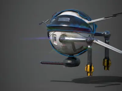 High detailed Sci Fi Harvesting Drone Low-poly 3D model