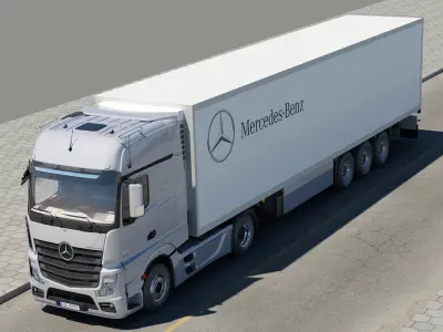 Mercedes Actros 2011 with trailer 3D model