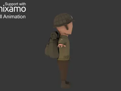 WW2 US Rifleman Low-poly 3D model
