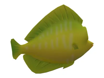 Yellow Tang Fish Cartoon Animated Low-poly 3D model