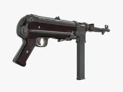 MP 40 WW2 Submachine gun Low-poly 3D model