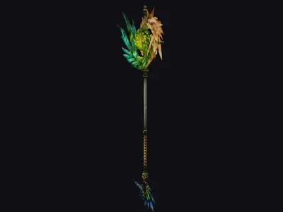 Magical Staff Parrot Phoenix Bird Wizard Wand Stick Item Scepter Low-poly 3D model