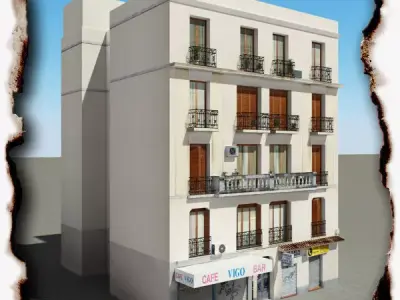 Building with two floors and roof Low-poly 3D model