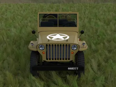 Full w chassis Jeep Willys MB Military Desert HDRI 3D model