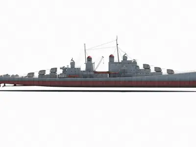 USS Atlanta CL-51 Low-poly 3D model