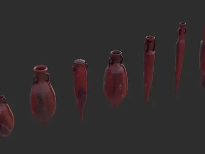 Amphora - Red Oiled Painted Terracotta Low-poly 3D model